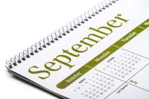 Month of September on a calendar